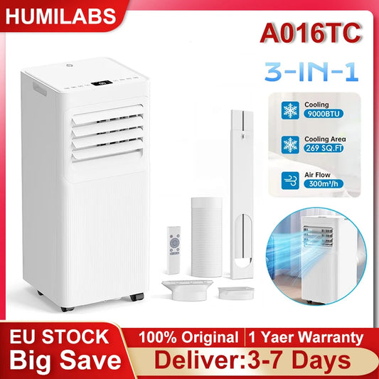 Climatiseur Portable 9000 BTU | 3 Modes | Minuterie 24H | Télécommande | Pour Chambre, Salon & Bureau