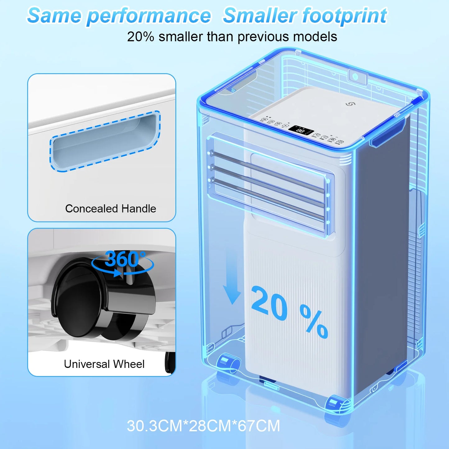 Climatiseur Portable 9000 BTU | 3 Modes | Minuterie 24H | Télécommande | Pour Chambre, Salon & Bureau